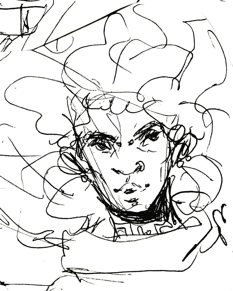 Pencil sketch of Farza